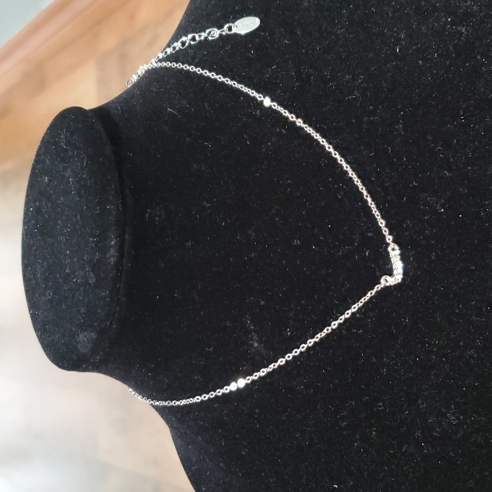 Claire's rhinestone letter J silver necklace